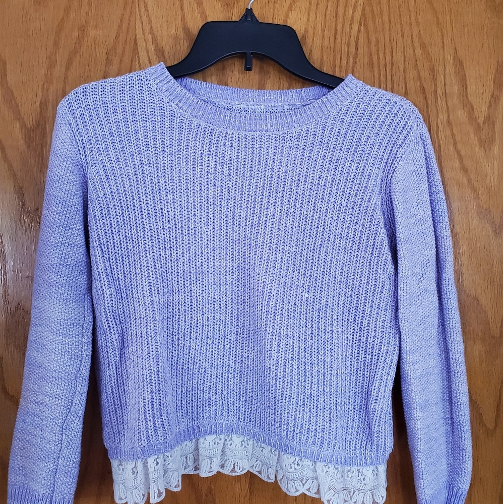 Girls size L 10/12 Lilac knitted sweater